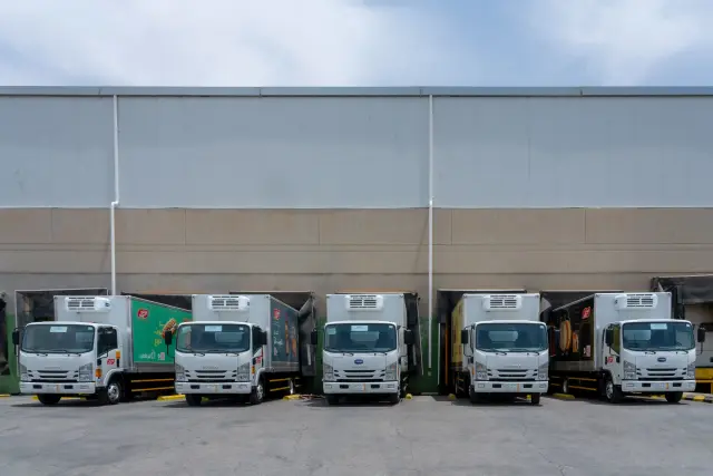 Fonte delivery trucks lined up outside the Riyadh facility
